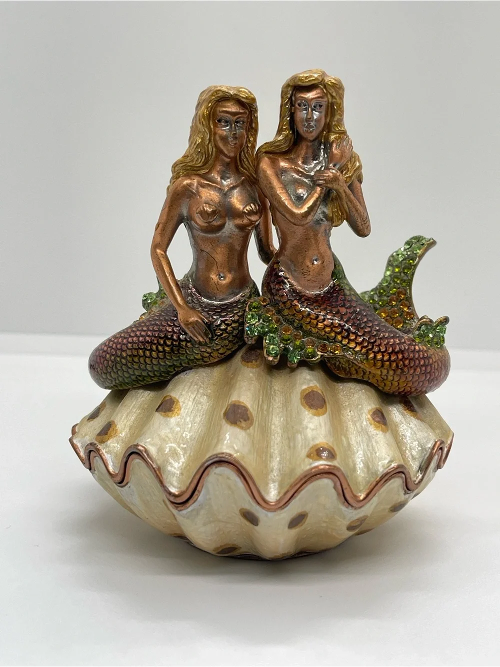 Mermaid Duo Jewelry Organizer Box - Green & Bronze